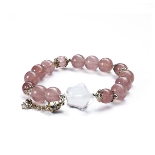 Strawberry Crystal Heart Beaded Bracelet